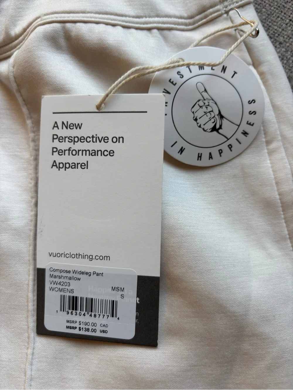 Vuori Compose Wide-Leg Drawstring Lounge Sweatpants Marshmallow NWT Small - Picture 5 of 8